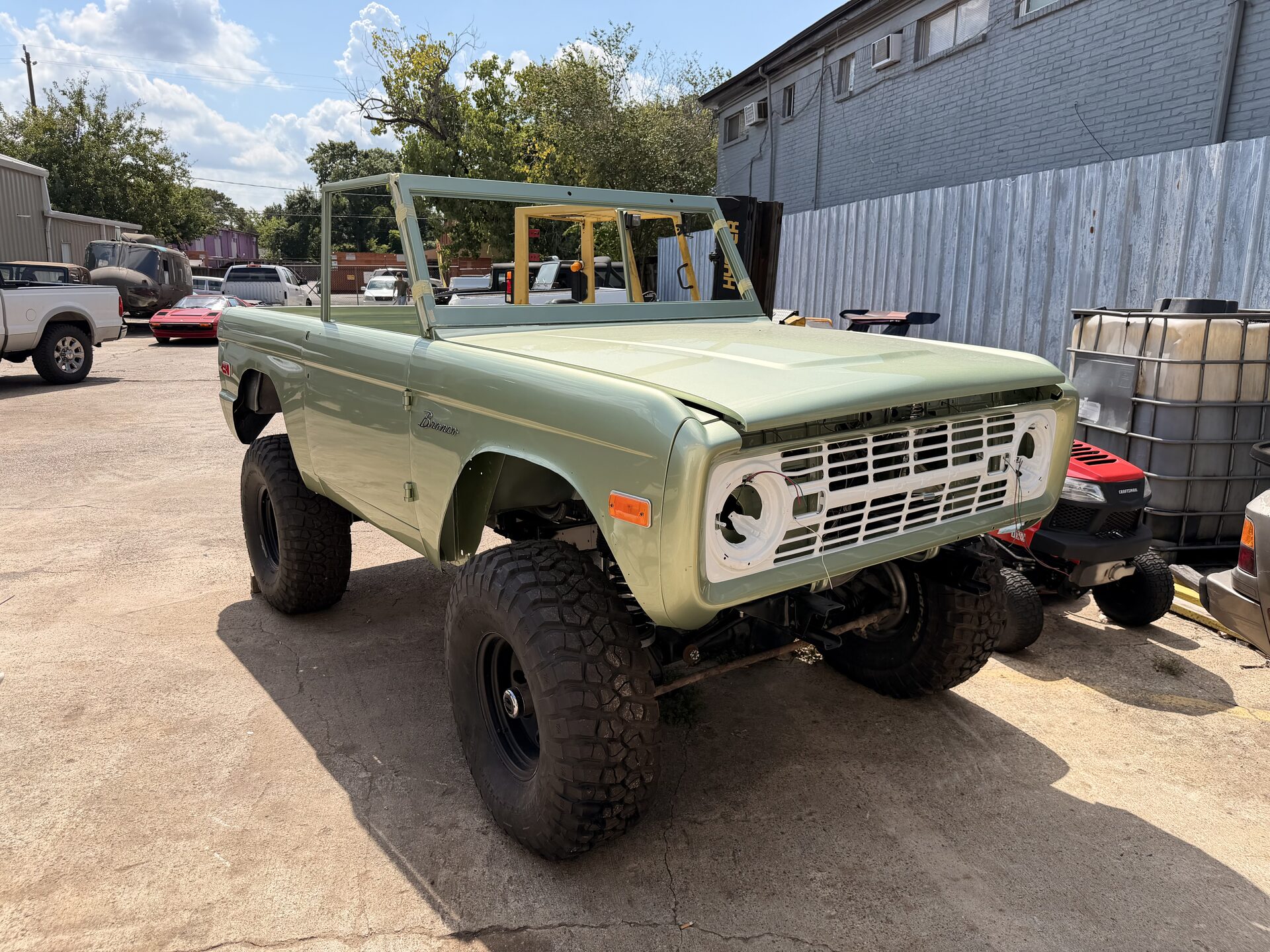 Sage-green classic Ford Bronco restored at Symphonia Werks